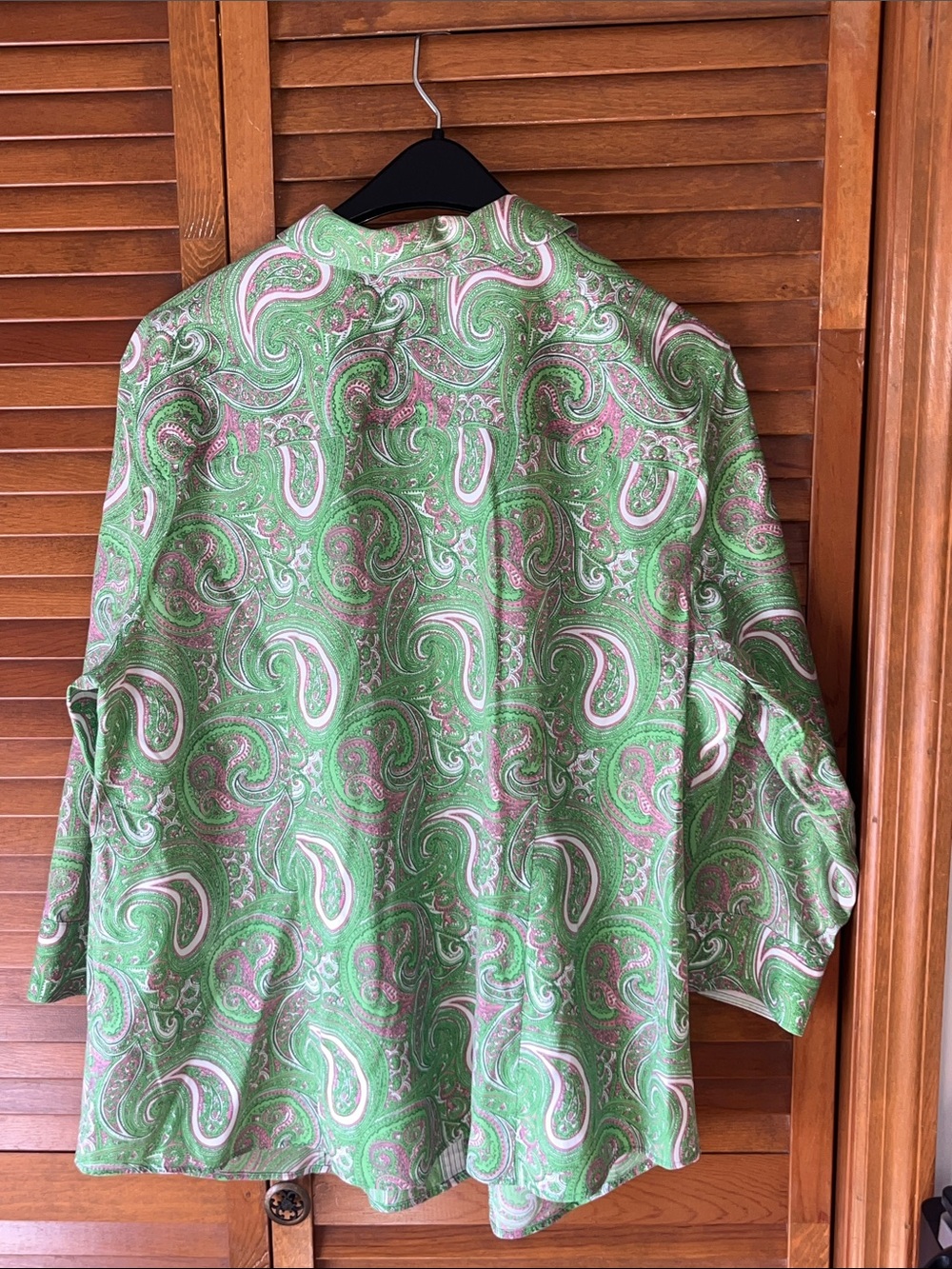 Talbots Green Paisley Button-Front Blouse Size 18W - Picture 8 of 9